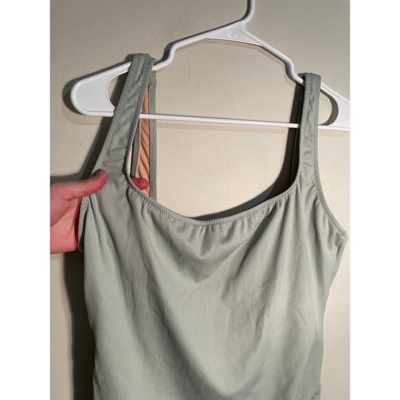 Madewell Second Wave Square-Neck Tank One-Piece Swimsuit Pale Eucalyptus Large - Picture 3 of 12